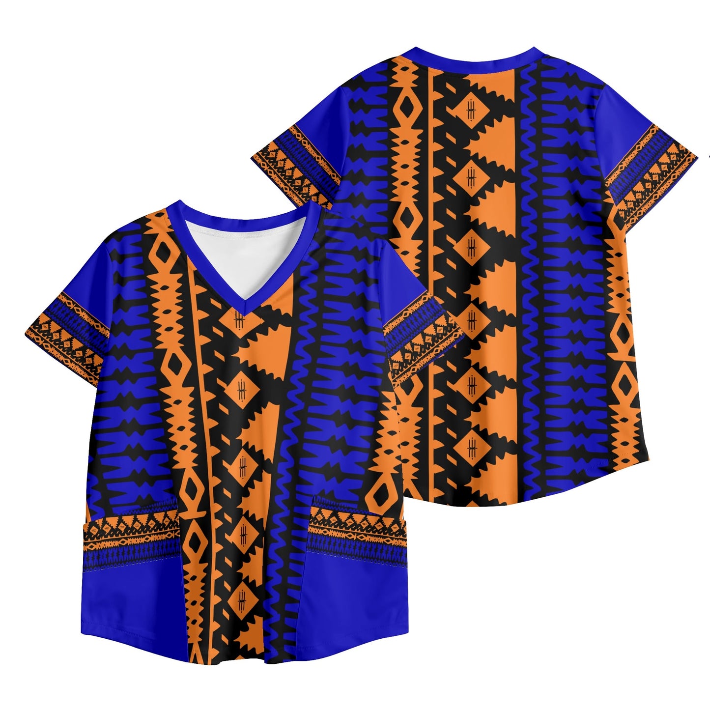 Bale Blue and Orange Scrubs Top
