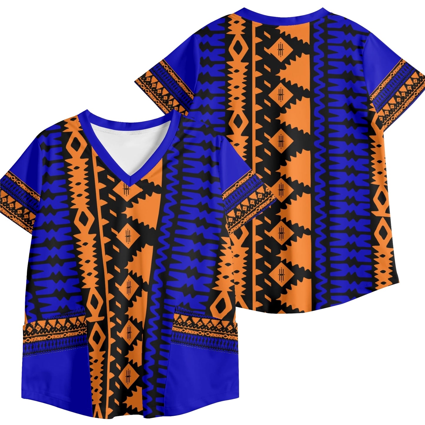 Bale Blue and Orange Scrubs Top