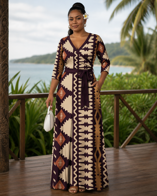 Sauloa V Neck Wrap Maxi