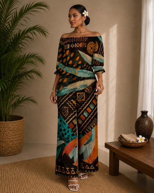 Wasawasa Off Shoulder Jumpsuit