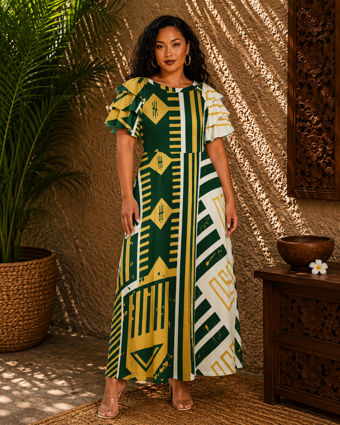 Tai Frill Sleeve Maxi